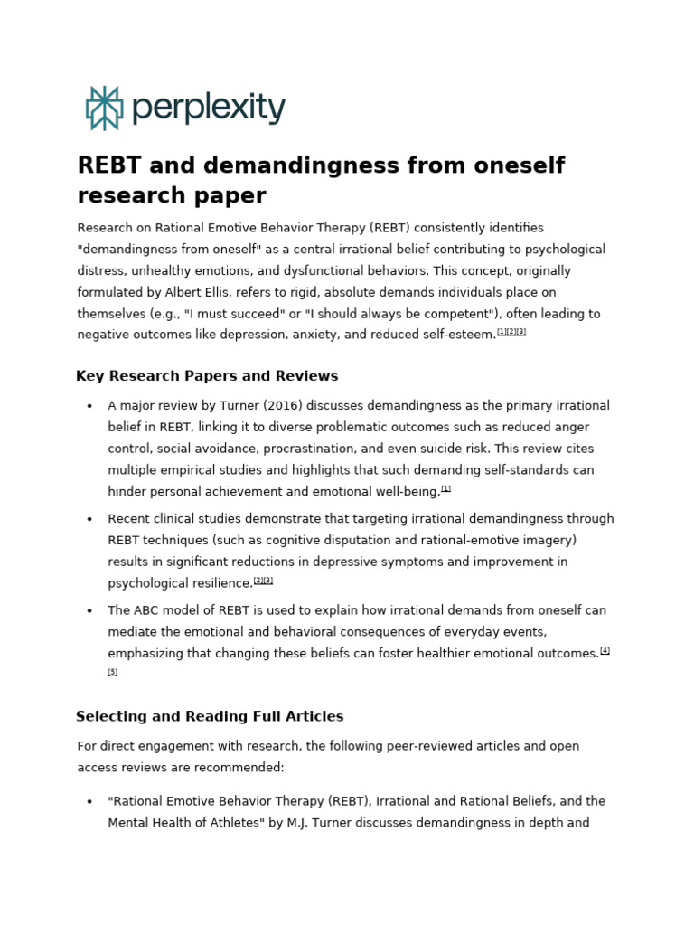 REBT: Overcoming Self-Demandingness | PDF | Rational Emotive Behavior ...