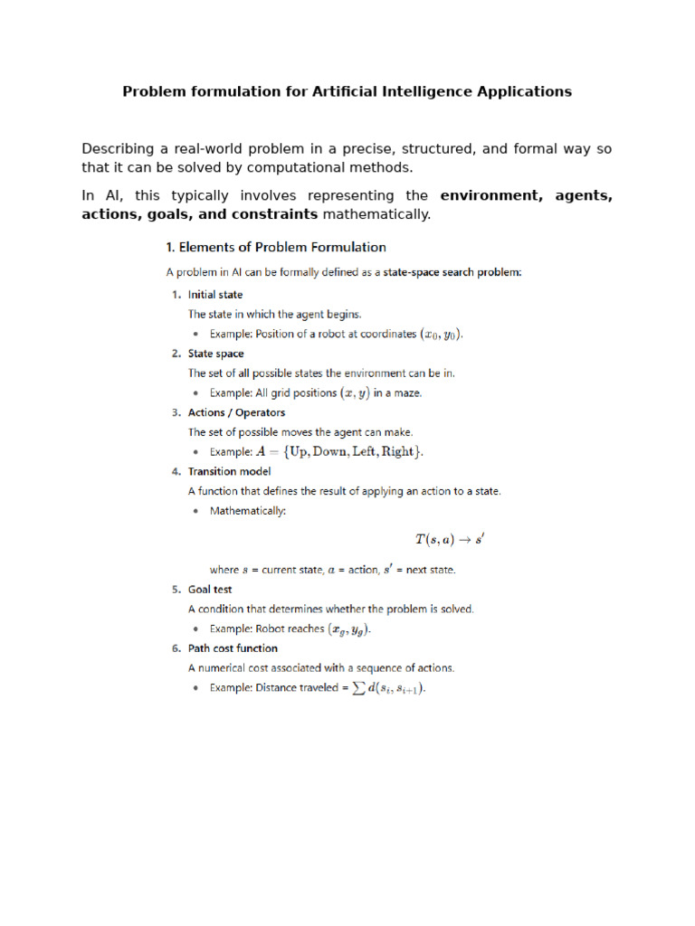 Problem Formulation in AI | PDF