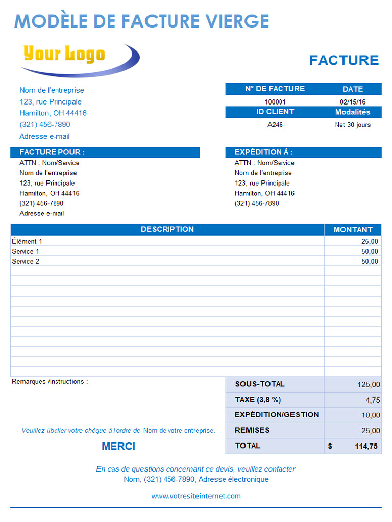 Ic Blank Invoice Template 8563 - Excel - Fric Blank Invoice Template ...