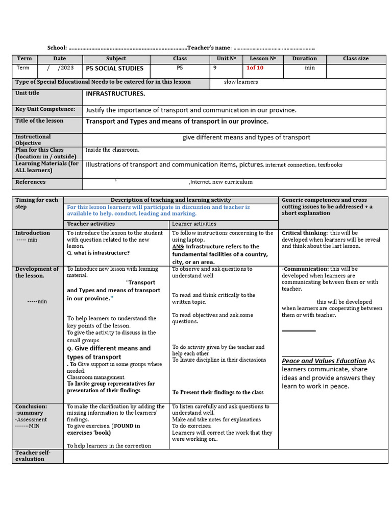 Lesson p5 Srs Sample-1 | PDF | Learning | Teachers