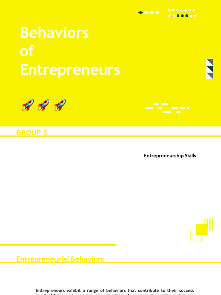 Entrepreneurial Behaviors for Success | PDF | Entrepreneurship ...