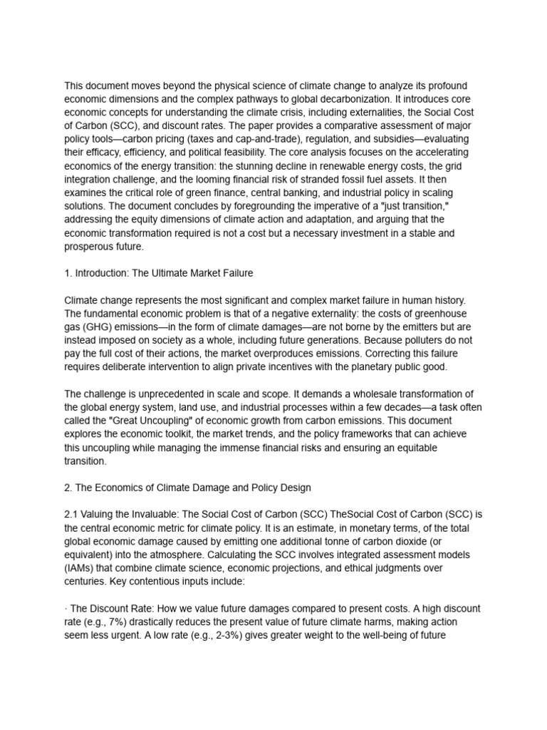 Economic Pathways to Decarbonization | PDF | Climate Change Mitigation ...
