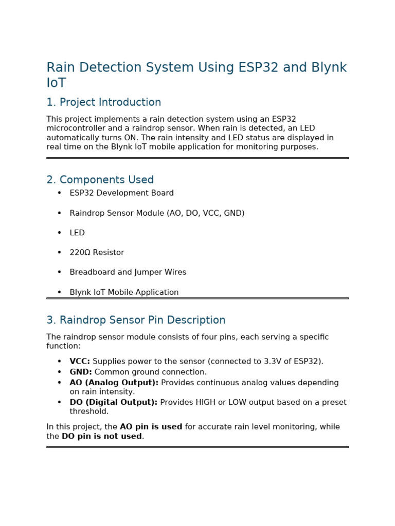ESP32 Rain Detection System with Blynk | PDF | Computer Engineering ...
