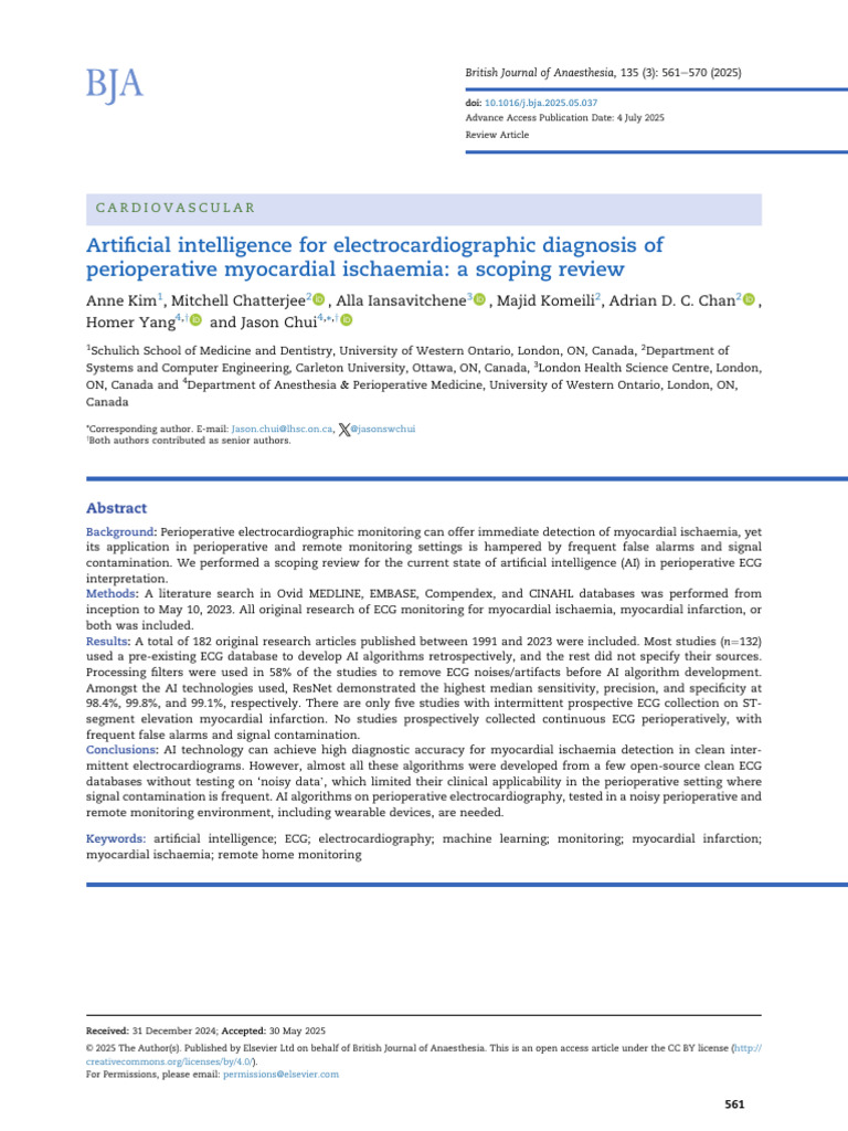 AI in ECG Diagnosis of Myocardial Ischaemia | PDF | Electrocardiography ...
