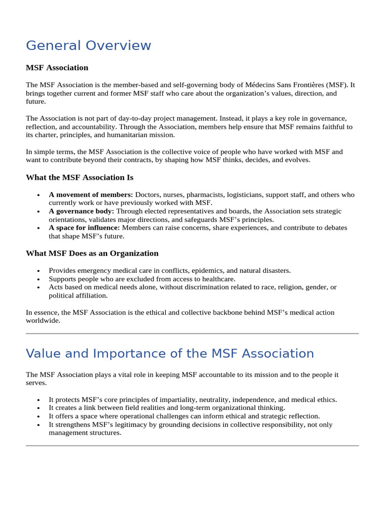 MSF Association: Governance & Reflection | PDF | Médecins Sans ...