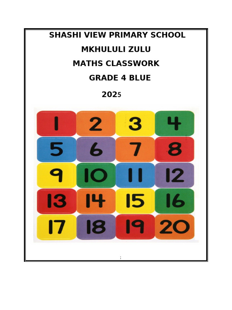 Grade 4 Blue Classwork & Tests 2025 | PDF