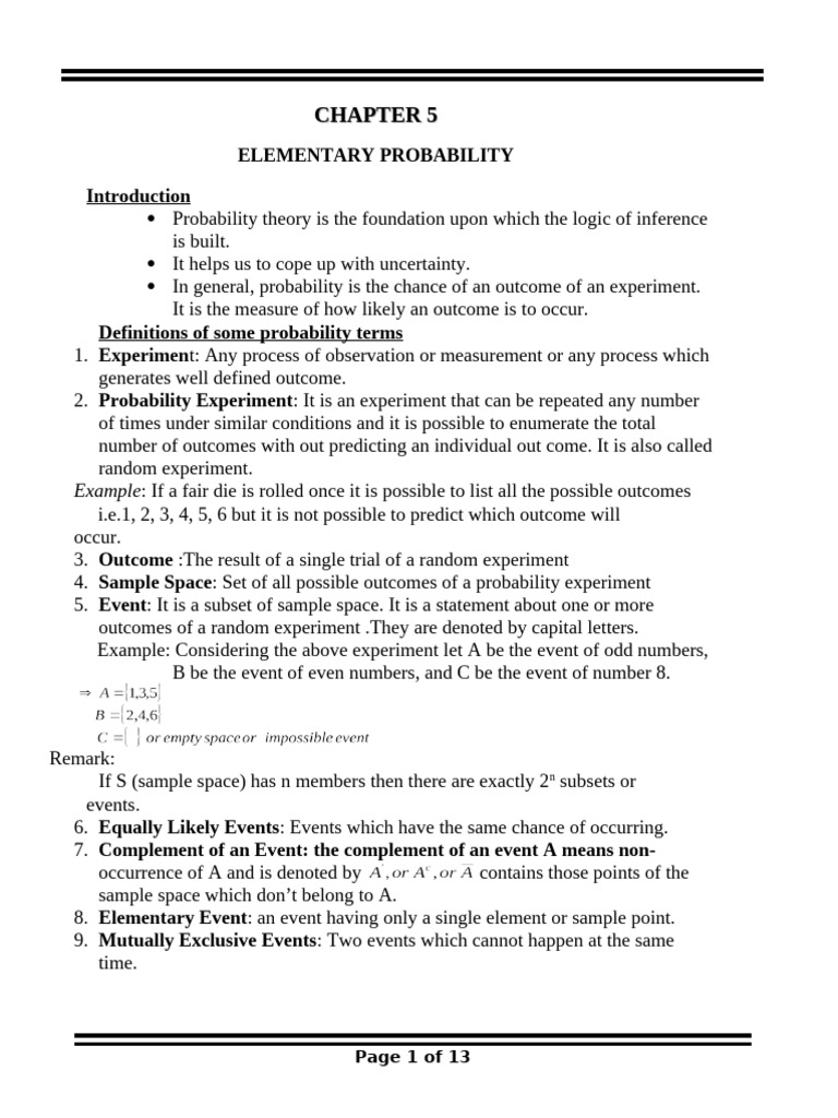 Chapter 5 Elementary Probability 3(29) | PDF | Probability | Experiment