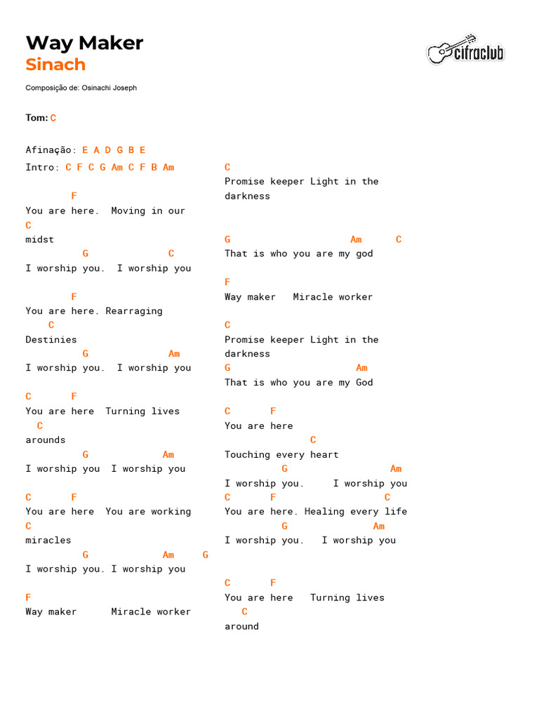 Way Maker Chords And Lyrics