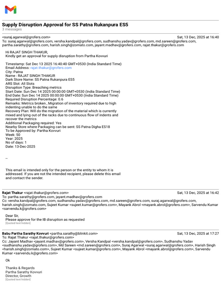 SS Patna Rukanpura Supply Disruption Approval | PDF | Online Services ...
