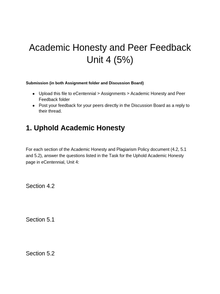 Academic Honesty and Peer Review Submission Template | PDF