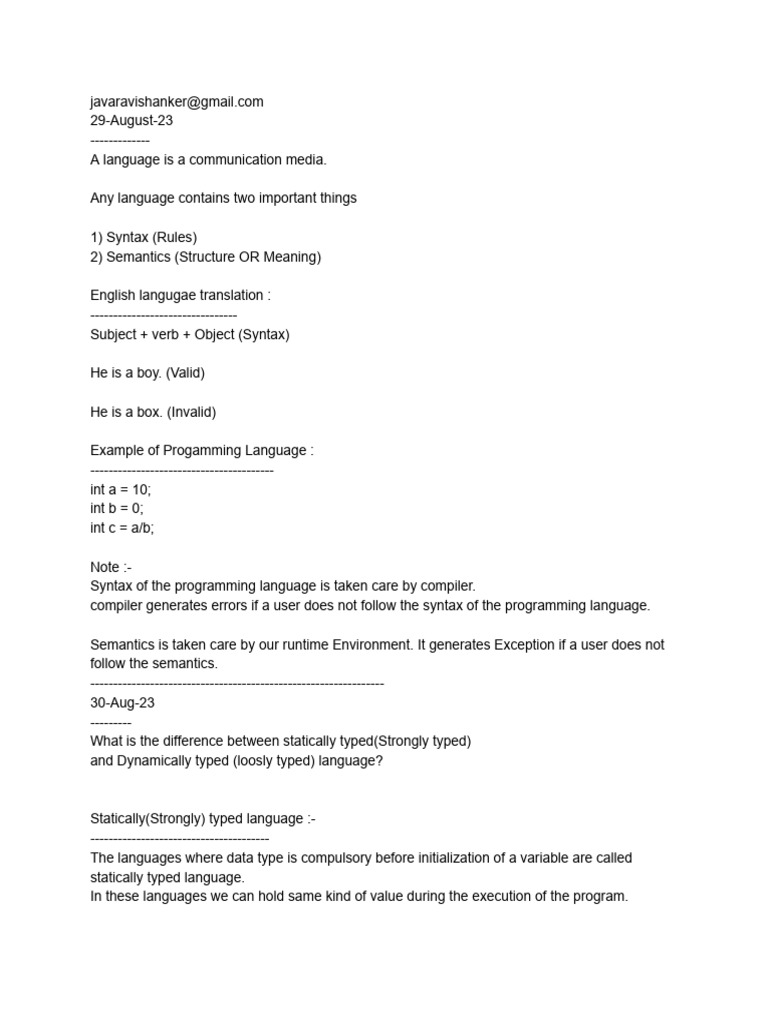 Java Language Basics and Concepts | PDF | Java Virtual Machine | Data Type