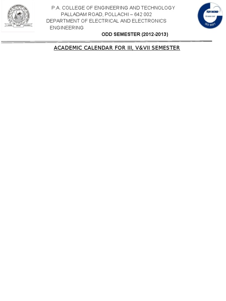 Academic Calendar. | PDF
