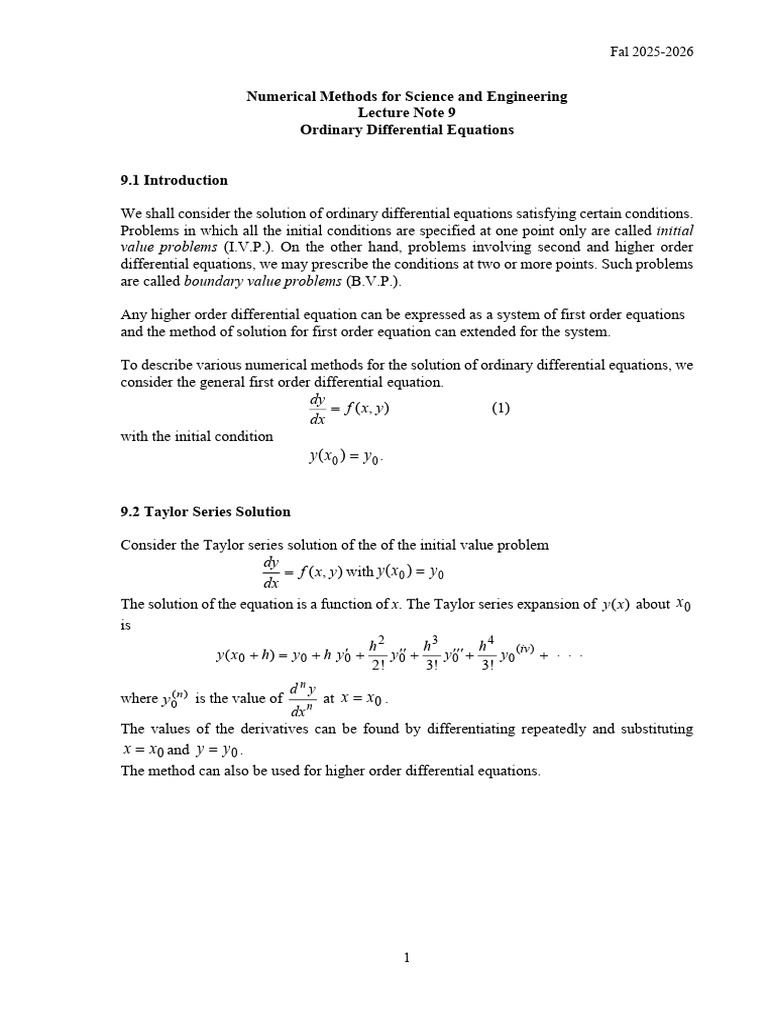 Numerical Methods for ODEs Explained | PDF | Numerical Analysis ...