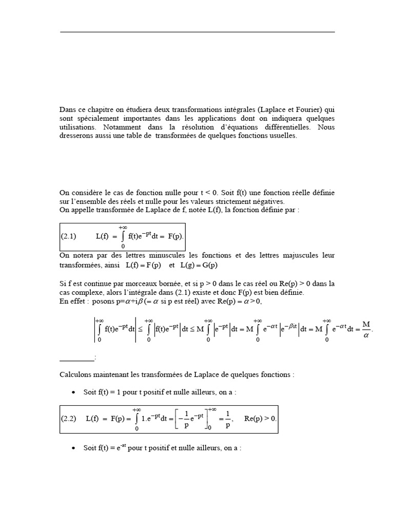 Transformations intégrales : Laplace et Fourier | PDF | Transformation ...