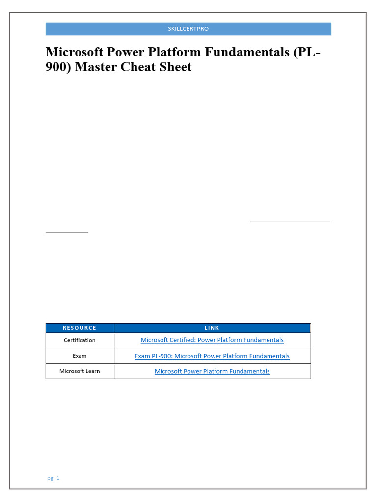 PL-900 Microsoft Power Platform Cheat Sheet | PDF | Databases | Mobile App