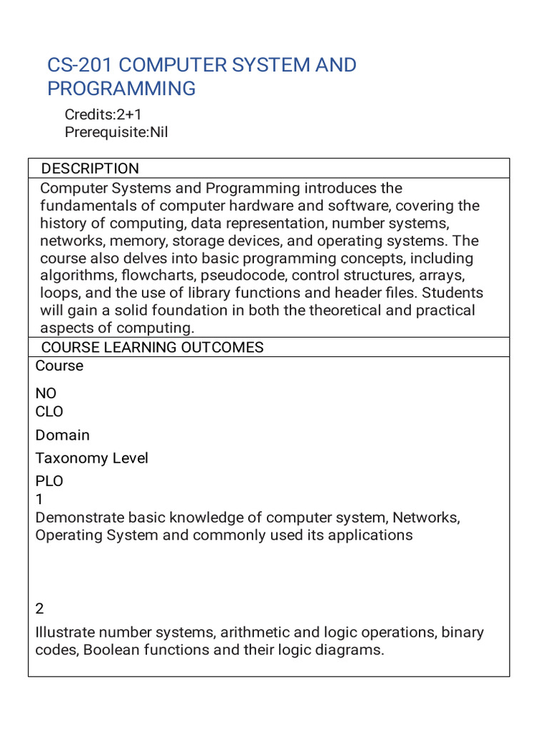 Computer Systems and Programming Course | PDF