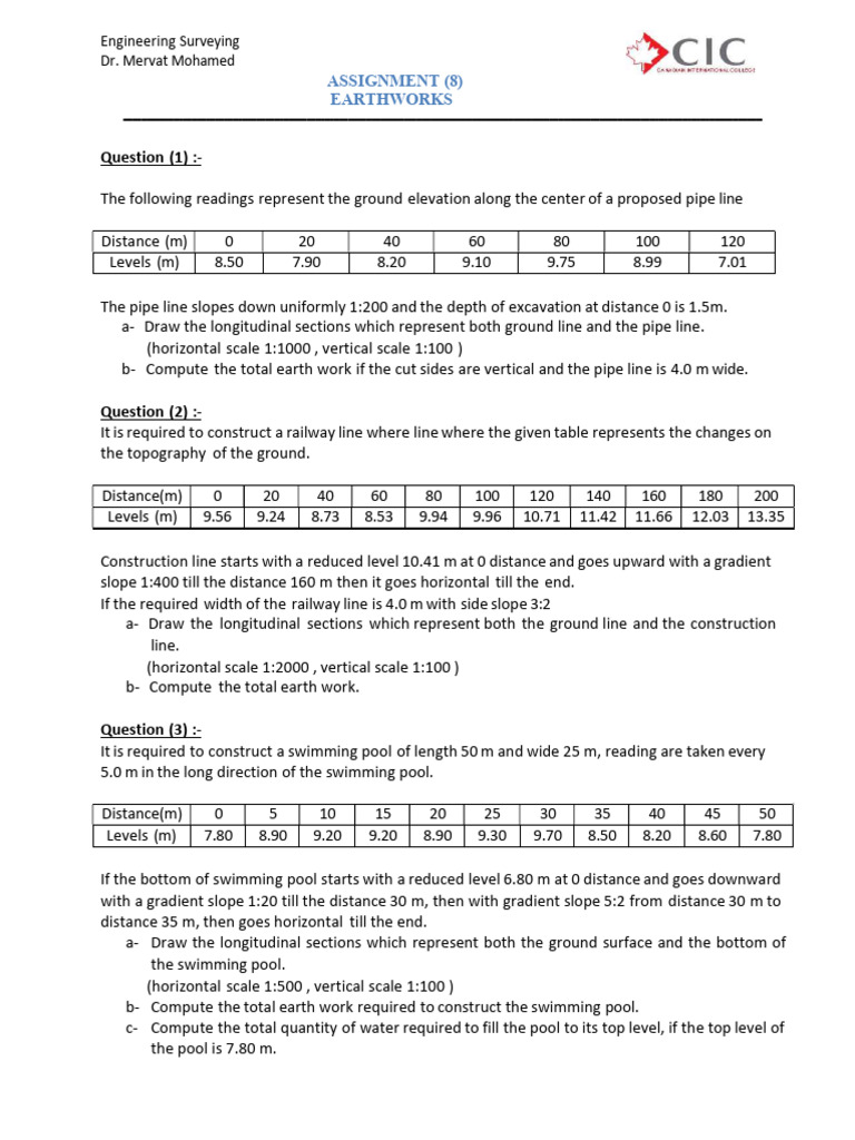 Assignment (8)_CIC | PDF | Contour Line | Slope