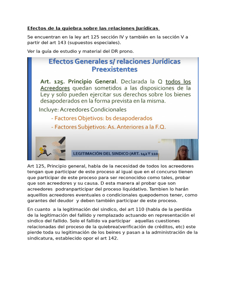 Efectos de La Quiebra Sobre Las Relaciones Jurídicas | PDF | Bancarrota ...