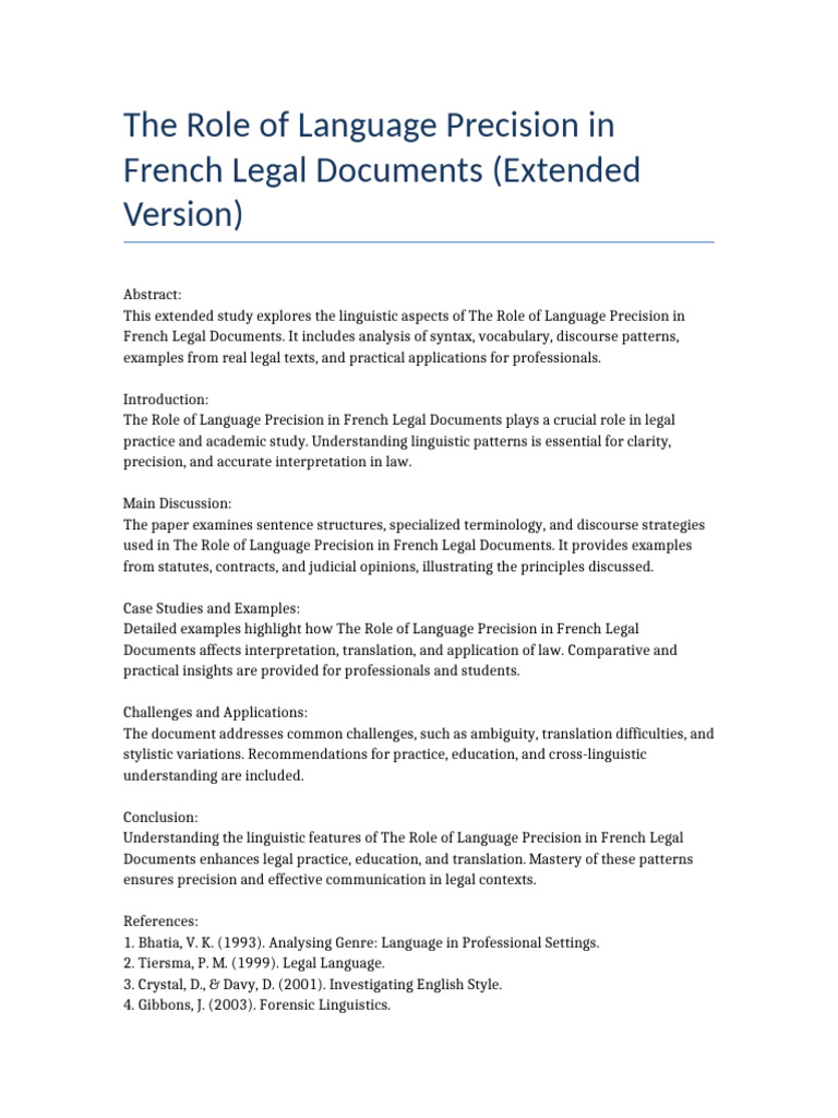 Language Precision in French Law Documents | PDF