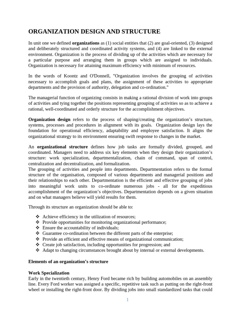 Organization Design and Structure Explained | PDF | Employment | Innovation