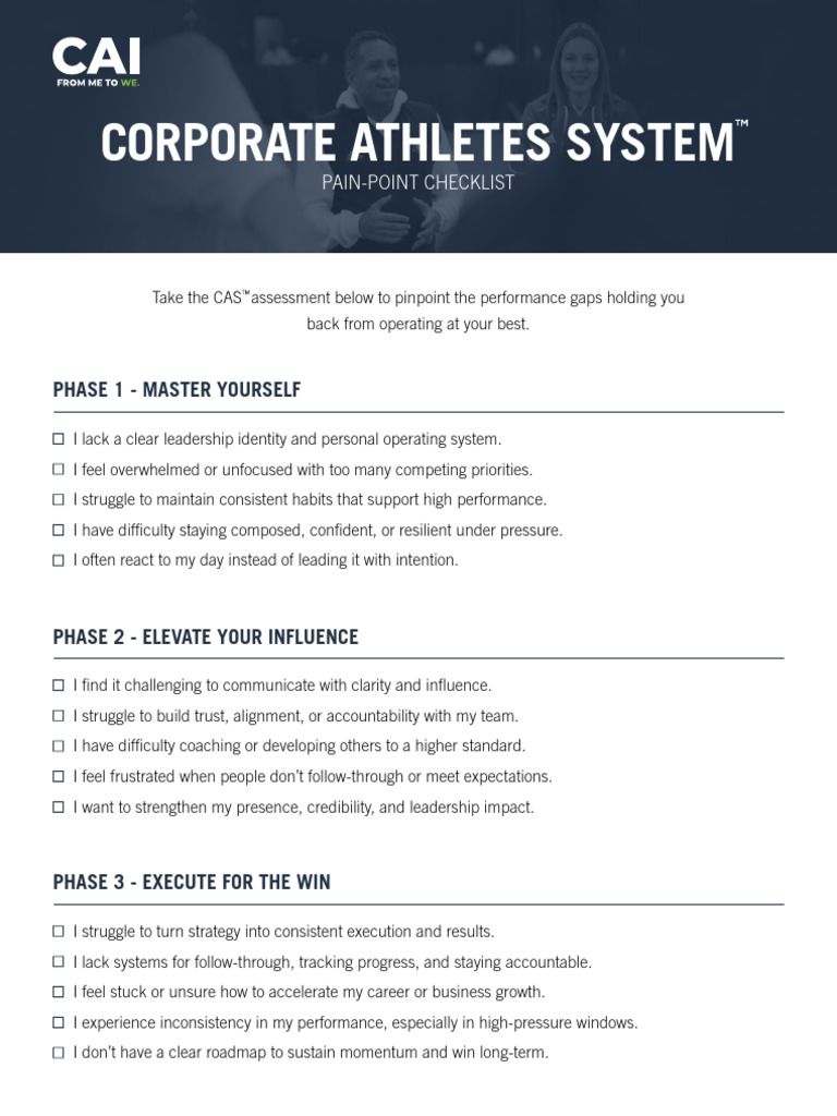 Corporate Athletes Performance Checklist | PDF