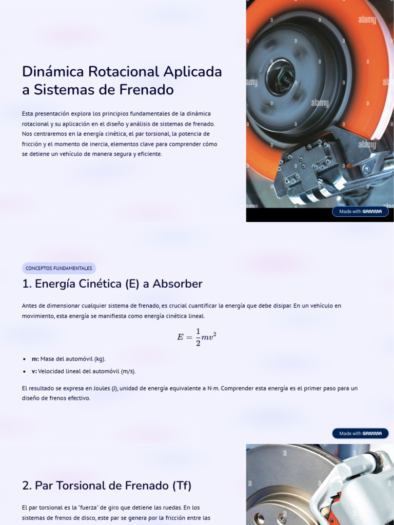 Dinámica Rotacional en Sistemas de Frenado | PDF | Poder (Física ...