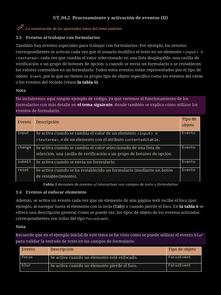 Eventos en formularios y dispositivos móviles | PDF | Modelo de objeto ...