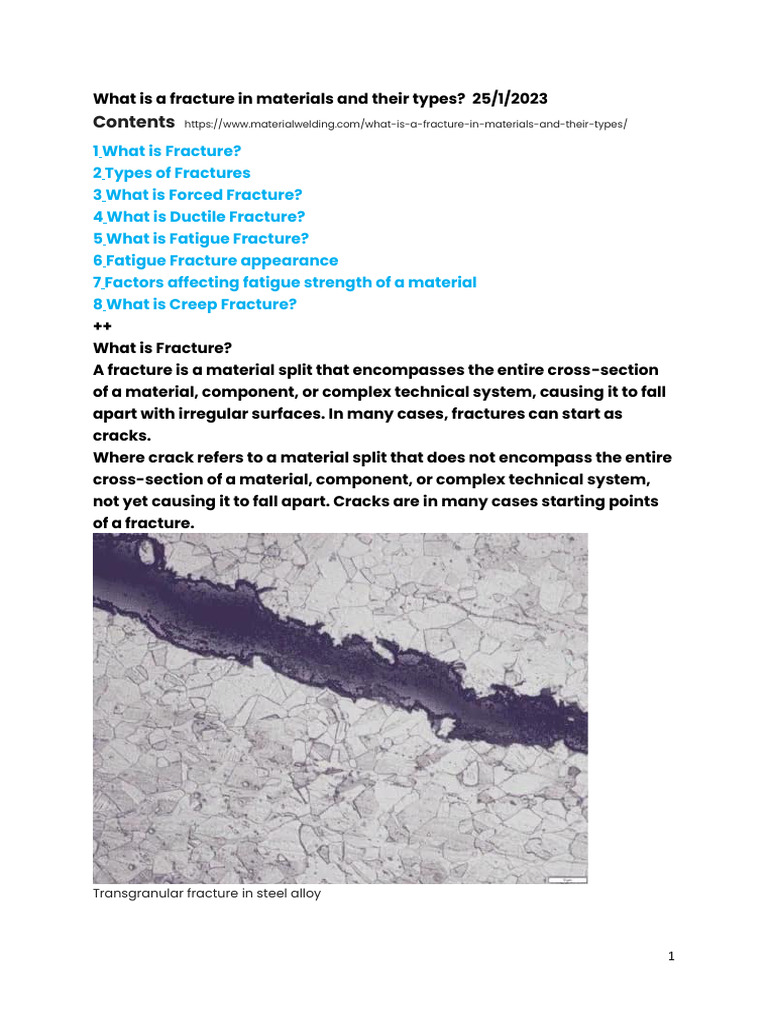 Types of Material Fractures Explained | PDF | Fracture | Ductility