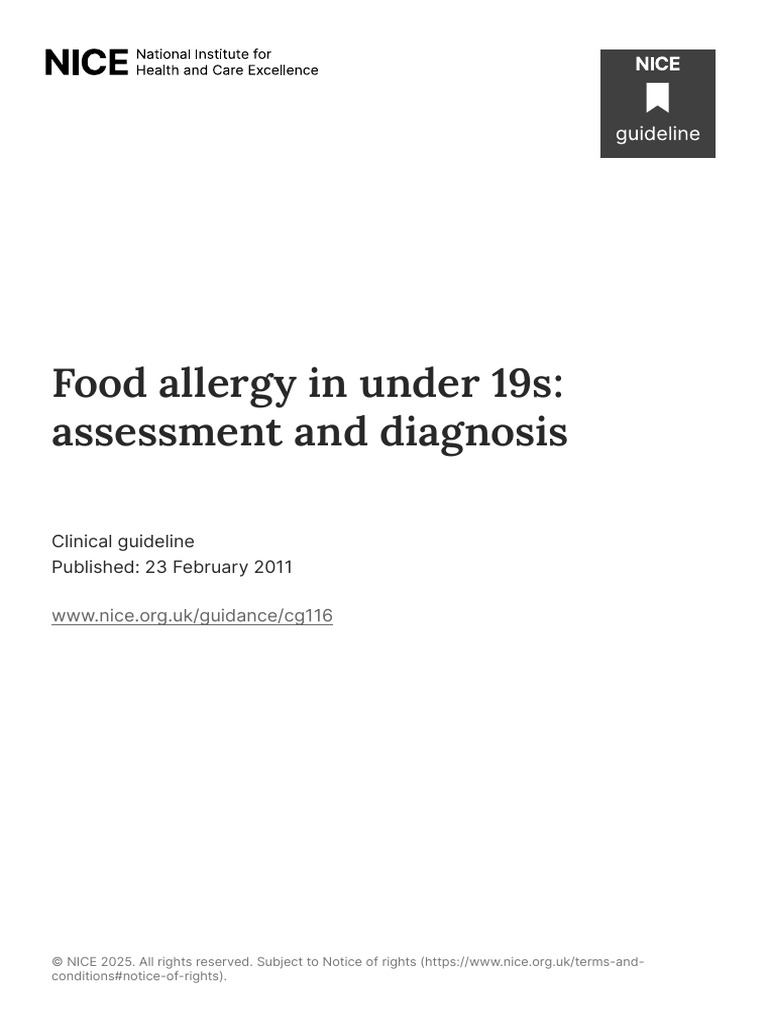 Food Allergy in Under 19s Assessment and Diagnosis PDF 35109392795845 ...