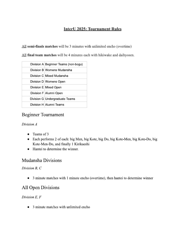 InterU25 Rules | PDF