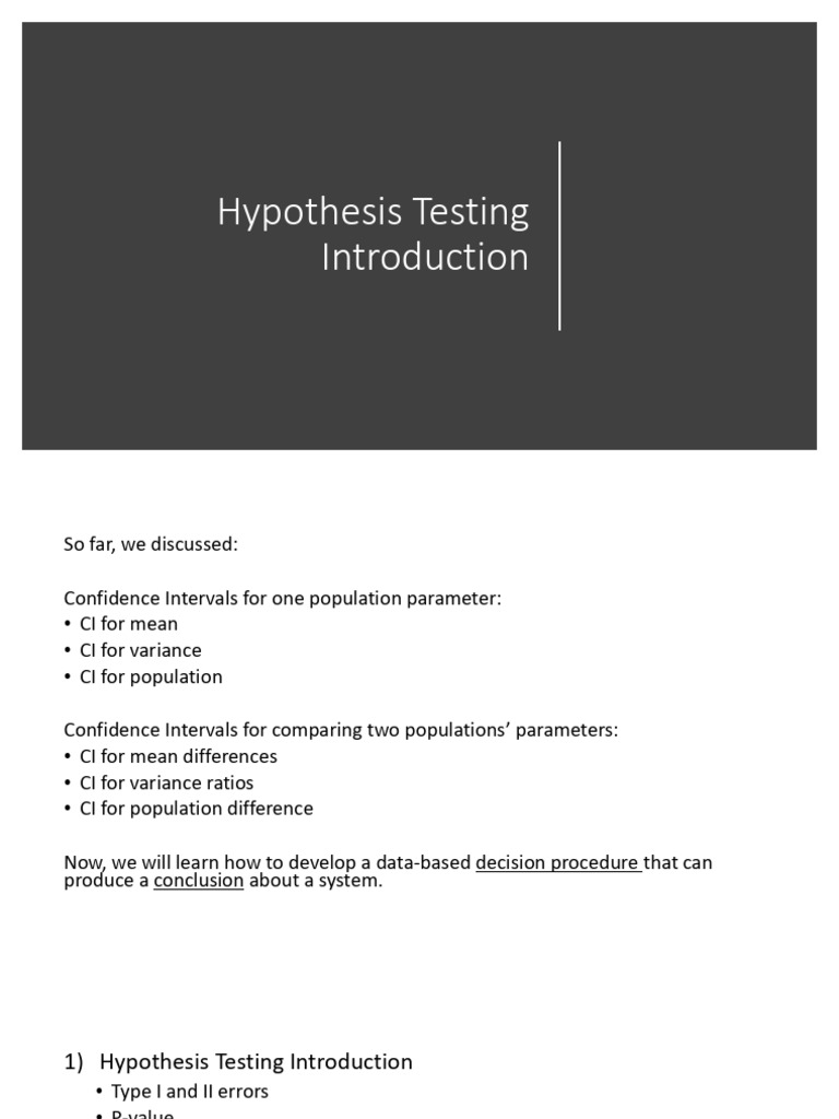 Week 9 - Student Notes - Hypothesis Testing Intro | PDF