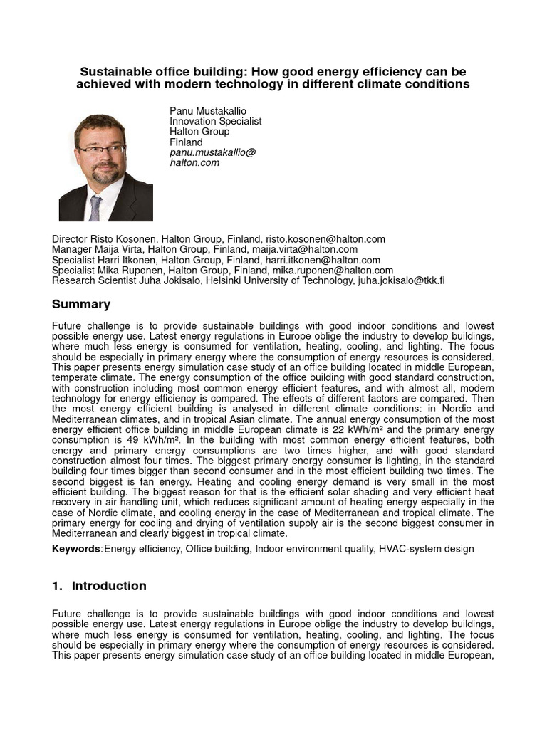 Energy Efficiency in Sustainable Offices | PDF | Air Conditioning ...