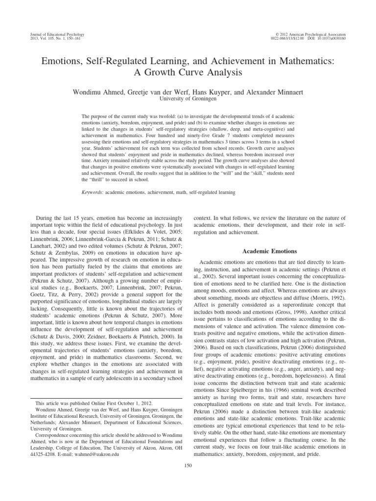 Emotions and Math Achievement Trends | PDF | Emotions | Emotional Self ...