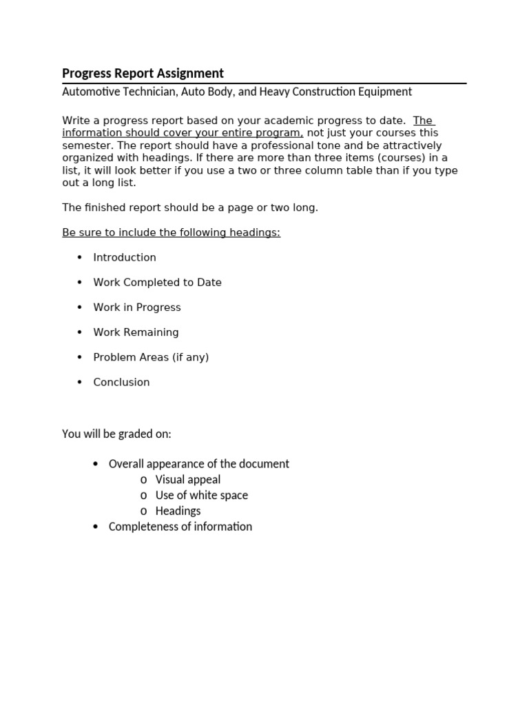 ProgressReportAssignment (2) | PDF