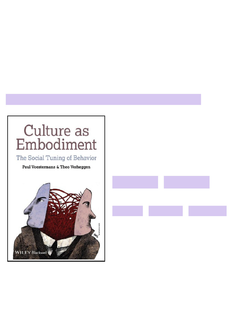 (Ebook) Culture as Embodiment: The Social Tuning of Behavior by Paul ...