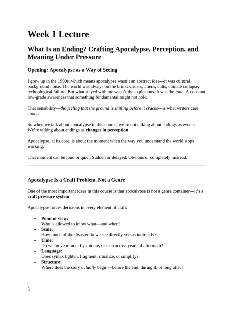 Crafting Apocalypse in Narrative Writing | PDF | Apocalyptic And Post ...