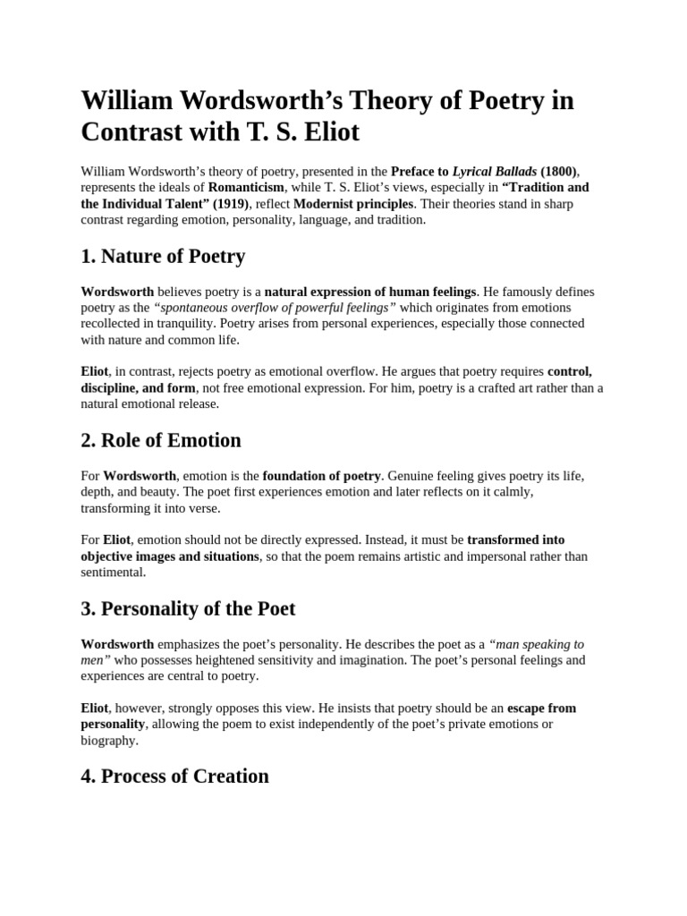 William Wordsworth Comparison | PDF | Poetry | William Wordsworth
