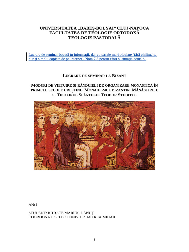Istrate Marius - Monahism Bizant | PDF
