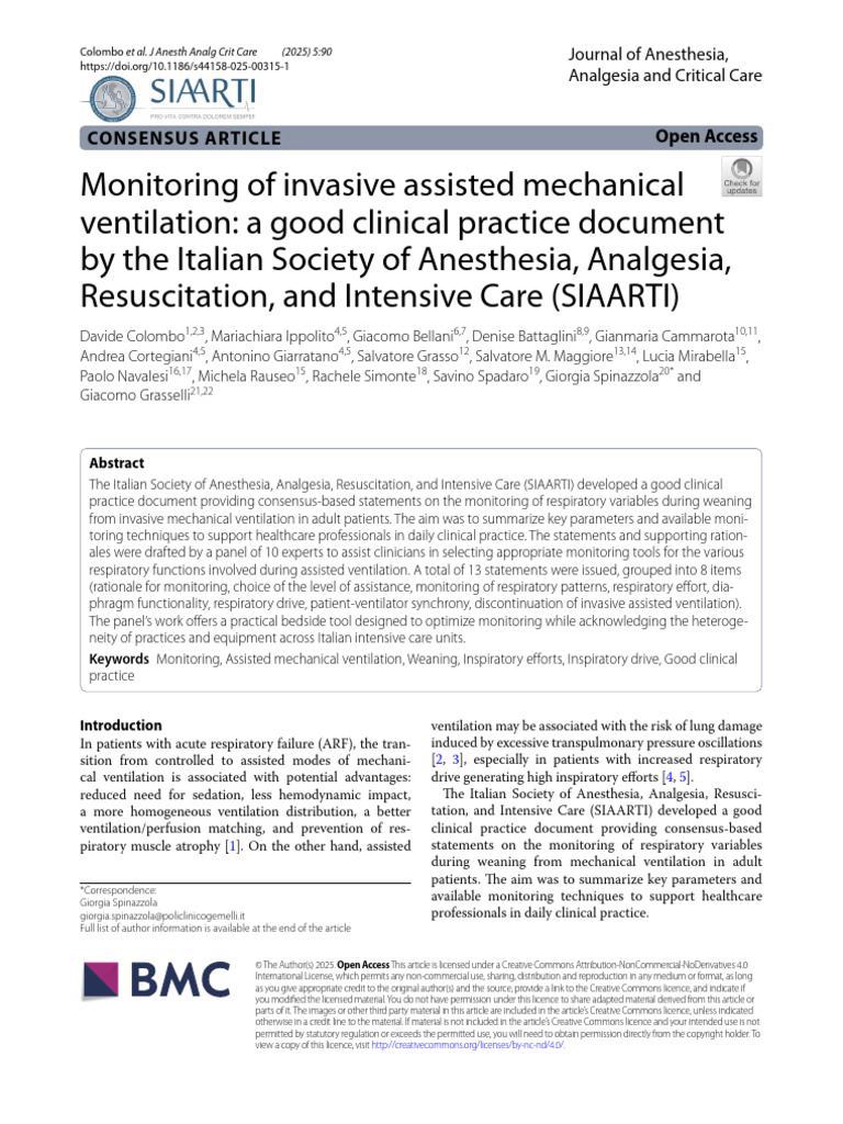 Monitoring of Invasive Assisted Mechanical Ventila | PDF | Breathing ...