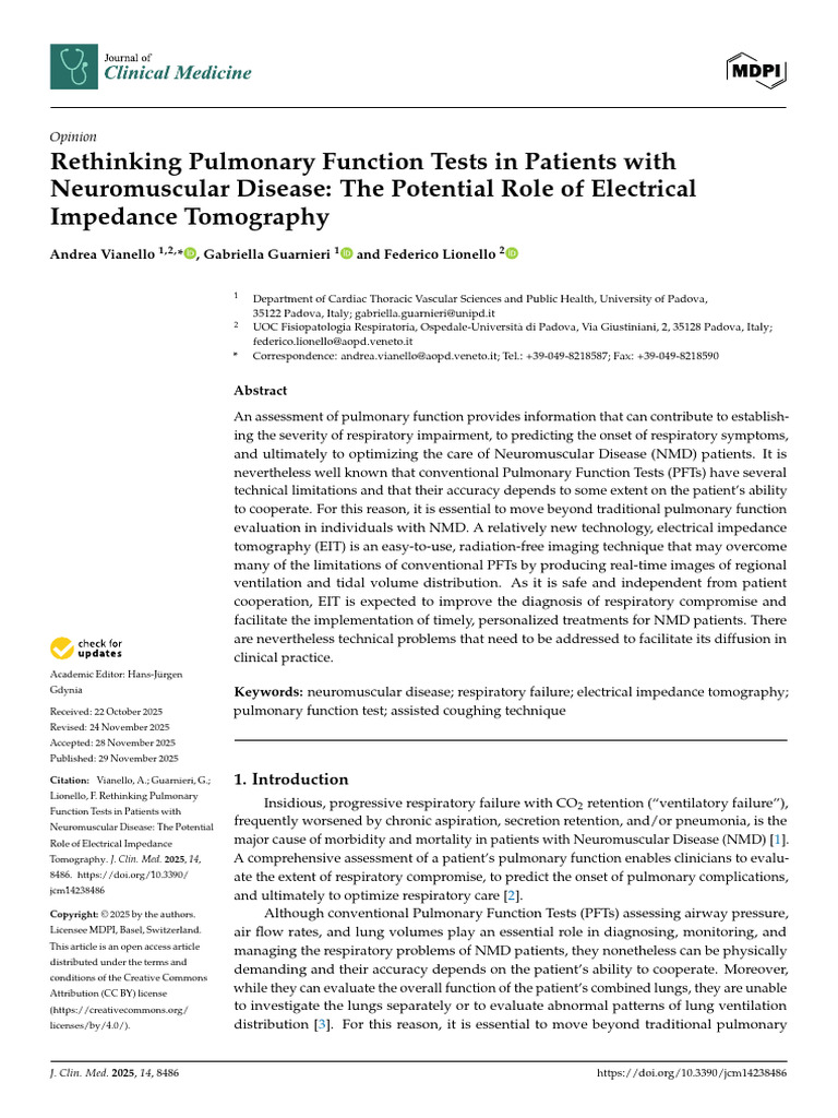 EIT in Pulmonary Function for NMD | PDF | Ct Scan | Respiratory System