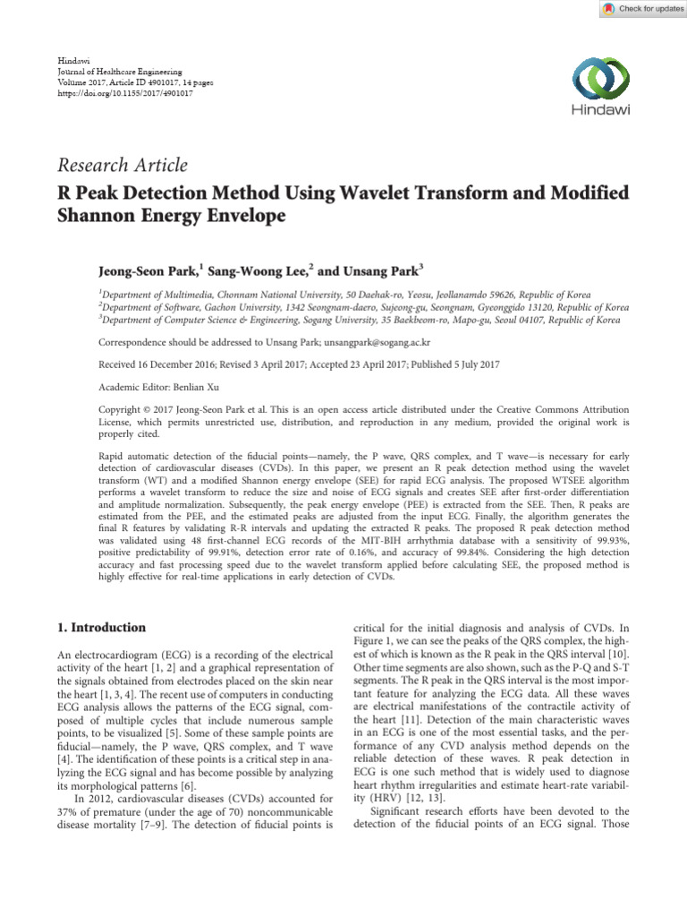 R Peak Detection via Wavelet Transform | PDF | Wavelet ...
