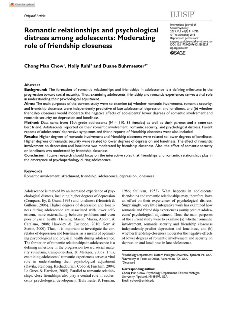 Adolescent Relationships and Mental Health | PDF | Attachment Theory ...