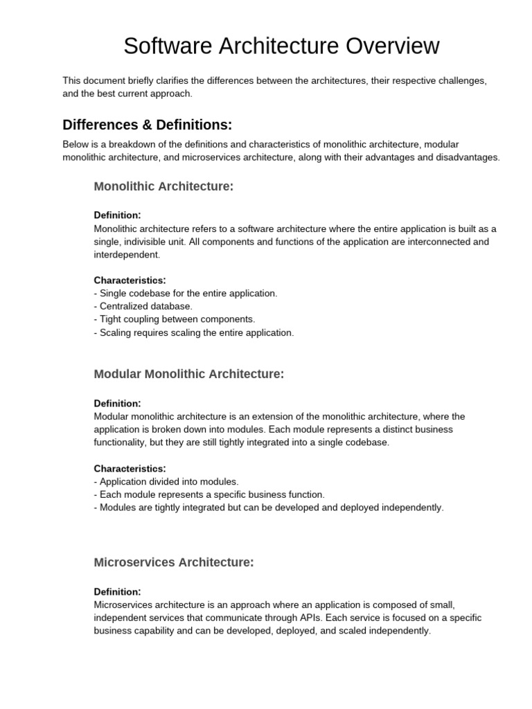 Software Architecture: Monolithic vs Microservices | PDF | Information ...