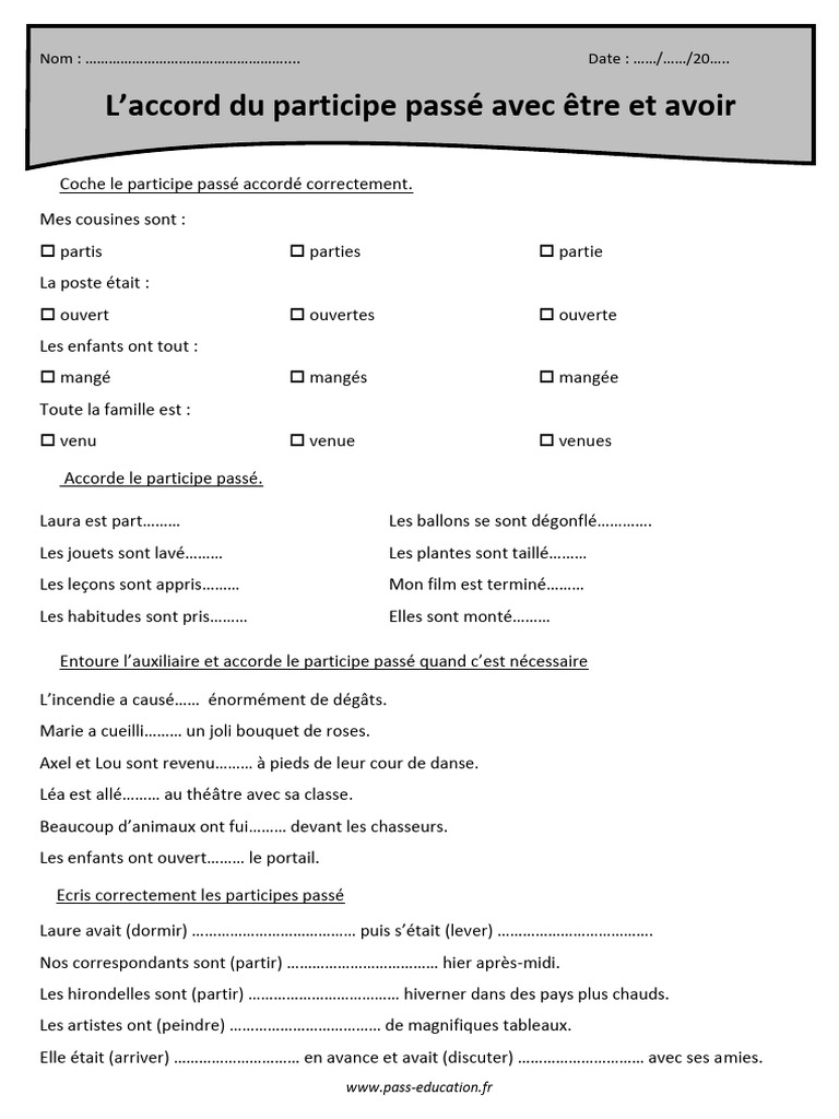 Accord du participe passé en français | PDF