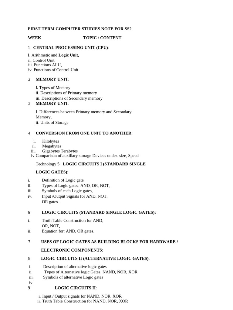 SS2 ICT | PDF | Computer Data Storage | Logic Gate