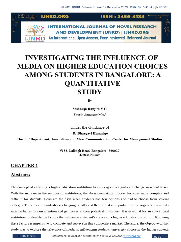 Media Influence on Higher Education Choices | PDF | Brand | Reputation