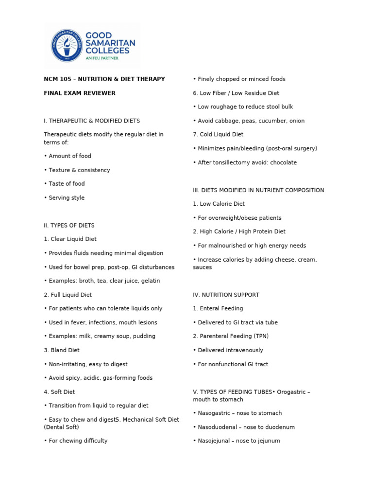 Final Exam Reviewer_ndt | PDF | Foods