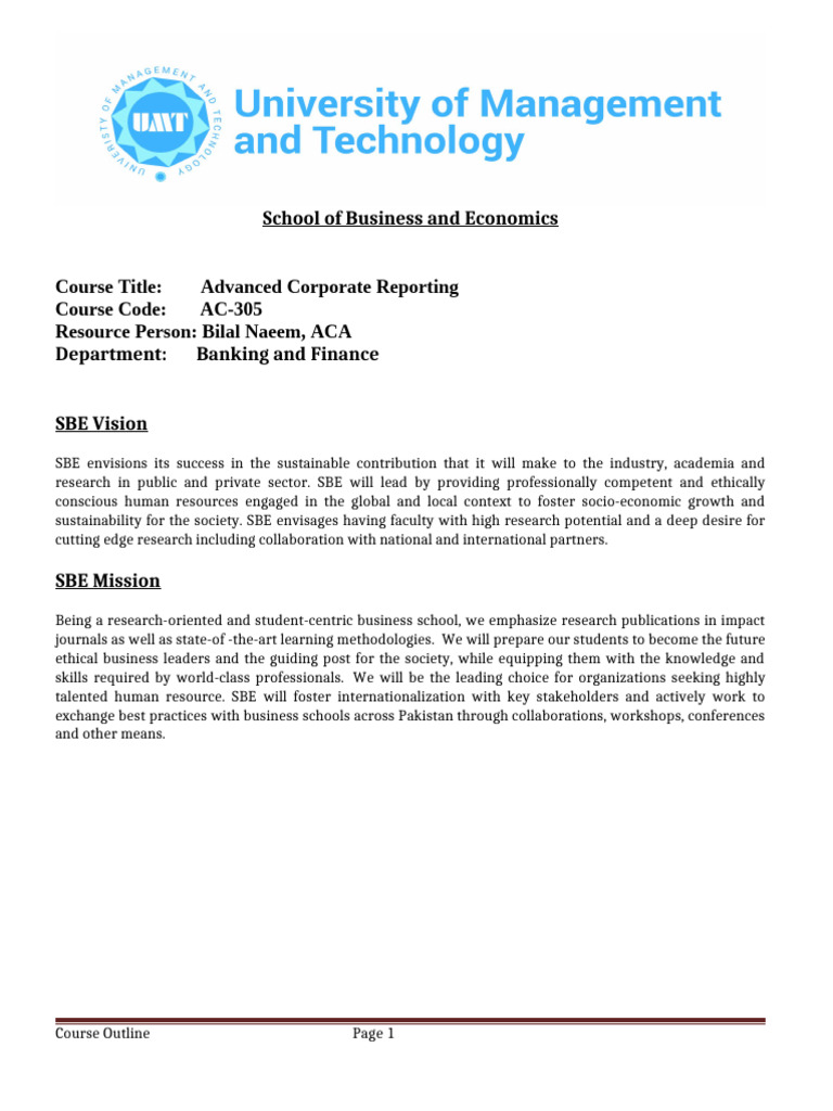 Advanced Corporate Reporting Course Overview | PDF | International ...