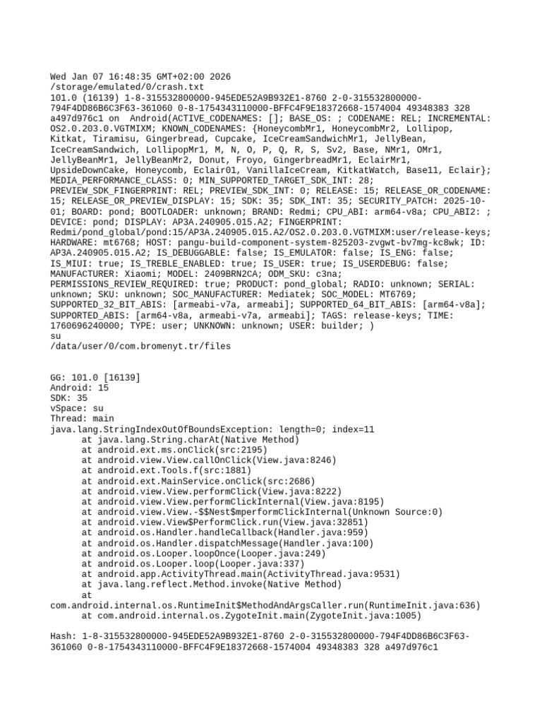 Crash | PDF | Android (Operating System) | Mobile Software