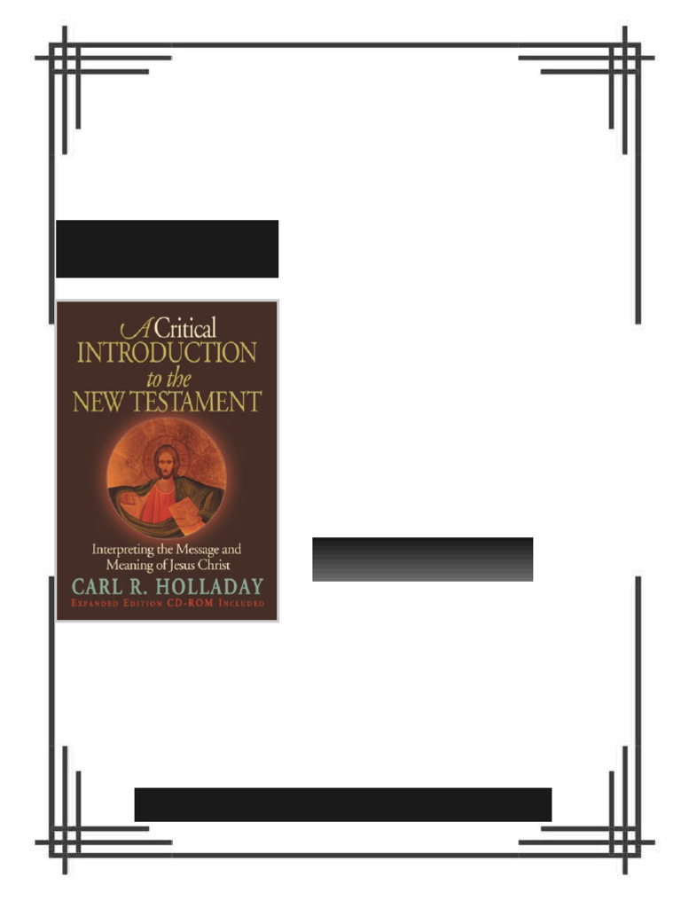 A Critical Introduction to the New Testament Expanded Edition Carl R ...